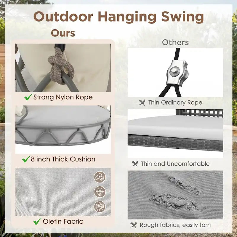Outdoor Porch Swing Chair Hanging Basket
