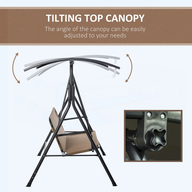 Outdoor Swing for Patio Porch with Adjustable Tilt Canopy
