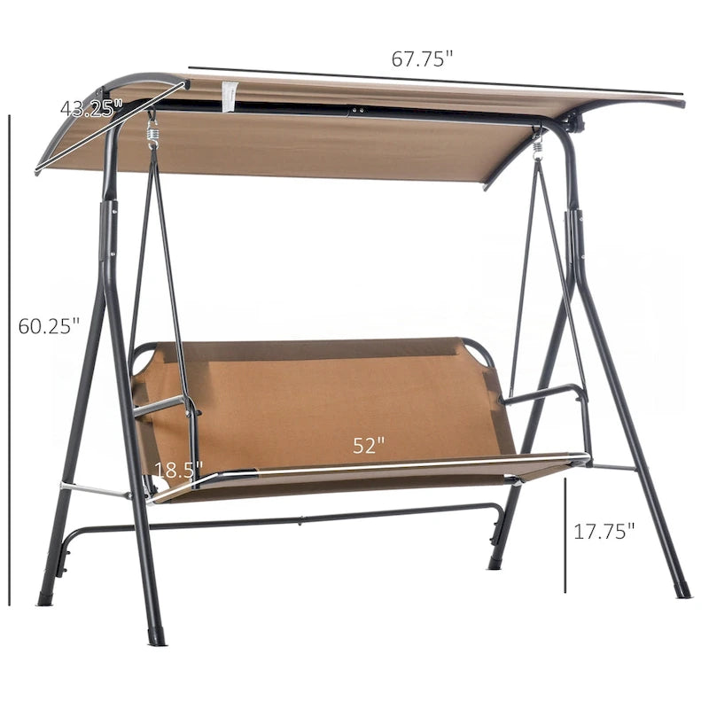 Outdoor Swing for Patio Porch with Adjustable Tilt Canopy