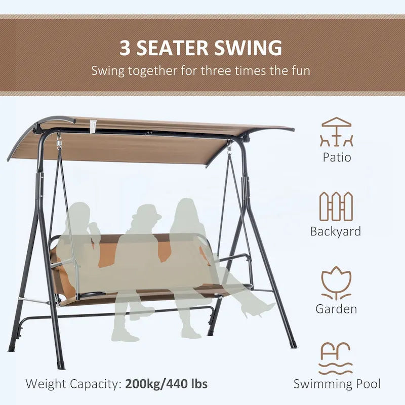 Outdoor Swing for Patio Porch with Adjustable Tilt Canopy