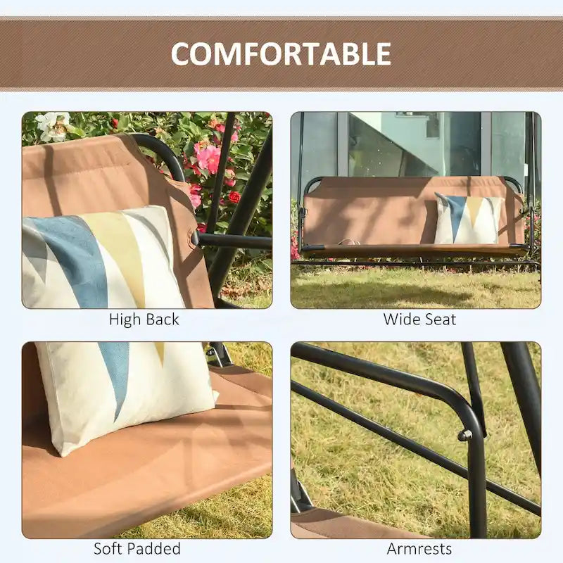 Outdoor Swing for Patio Porch with Adjustable Tilt Canopy