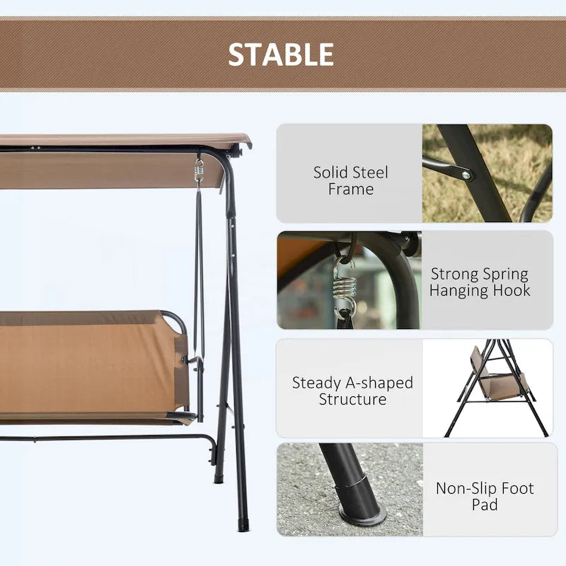 Outdoor Swing for Patio Porch with Adjustable Tilt Canopy