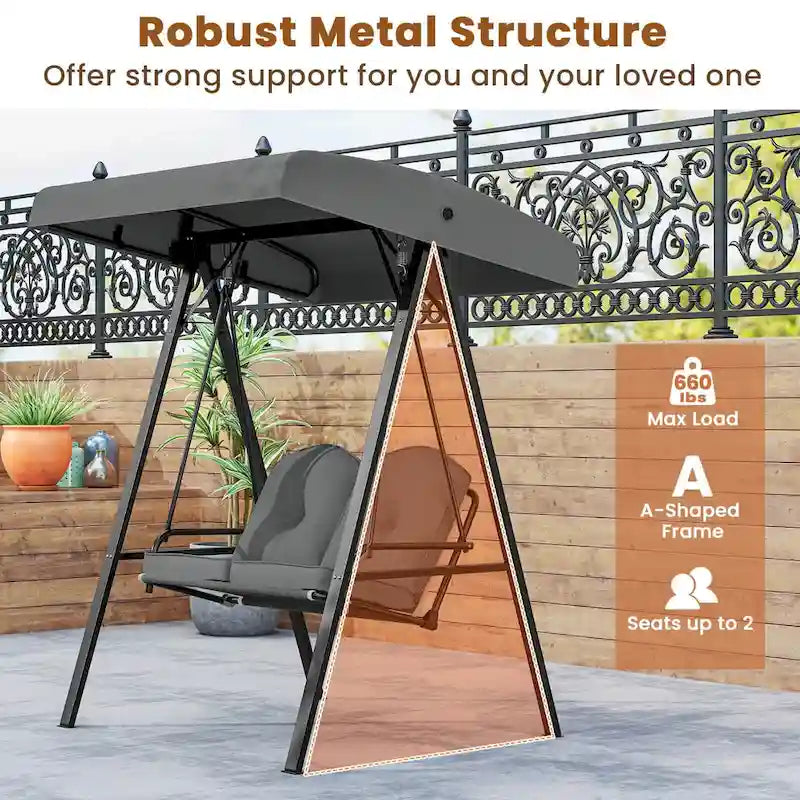 Costway 2-Person Outdoor Porch Swing Swing Loveseat with A-Shaped - See Details