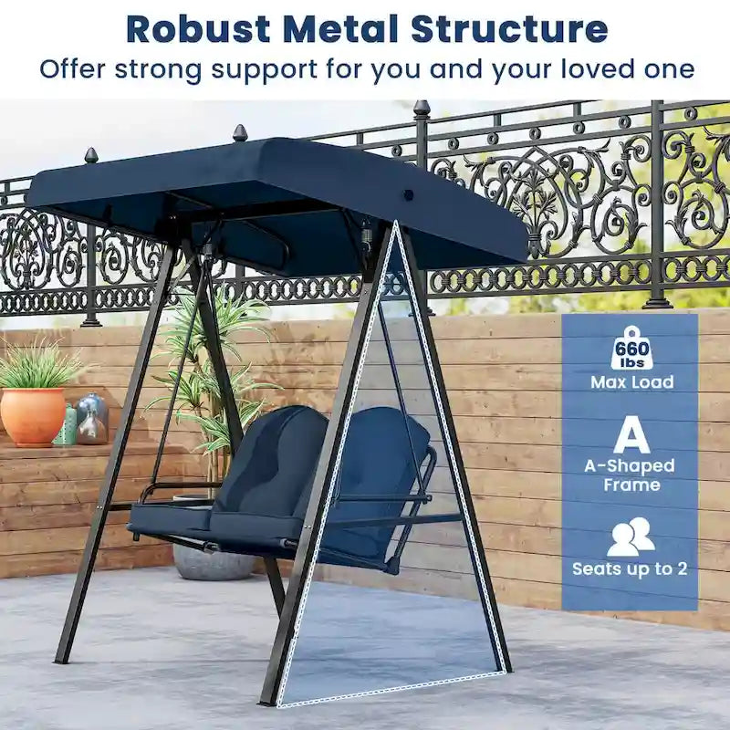 Costway 2-Person Outdoor Porch Swing Swing Loveseat with A-Shaped - See Details