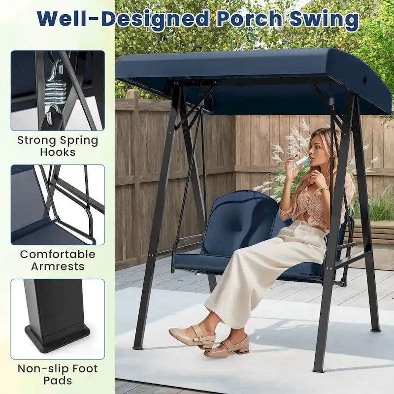 Costway 2-Person Outdoor Porch Swing Swing Loveseat with A-Shaped - See Details