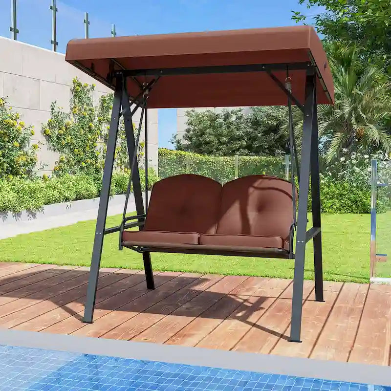 Costway 2-Person Outdoor Porch Swing Swing Loveseat with A-Shaped - See Details
