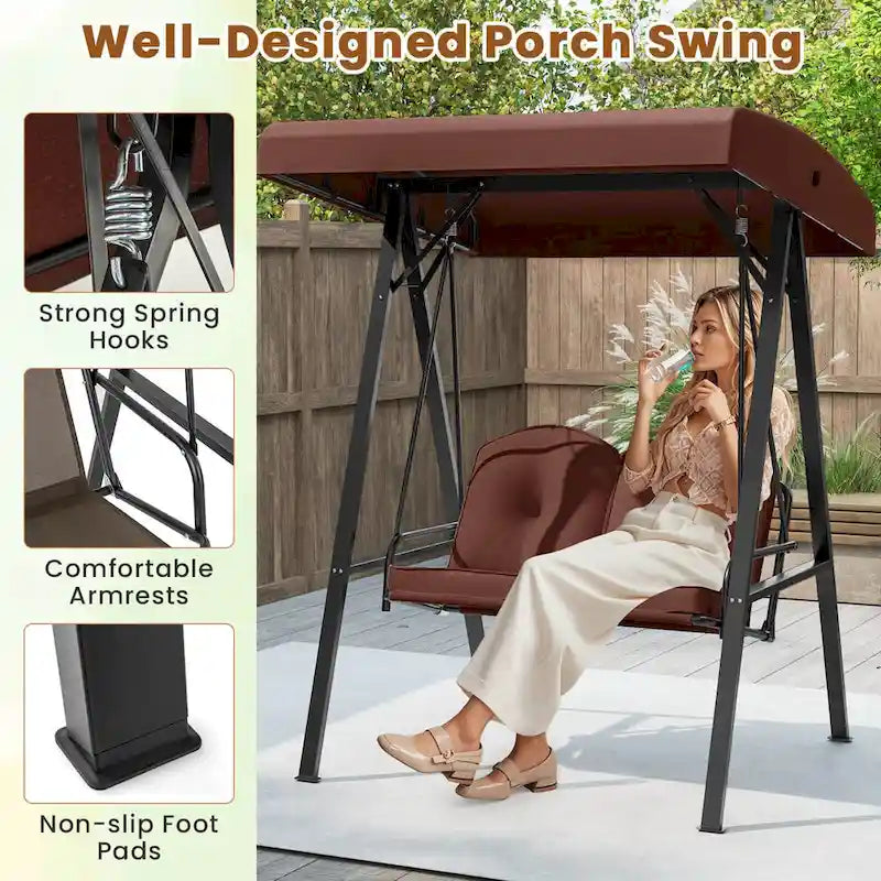 Costway 2-Person Outdoor Porch Swing Swing Loveseat with A-Shaped - See Details
