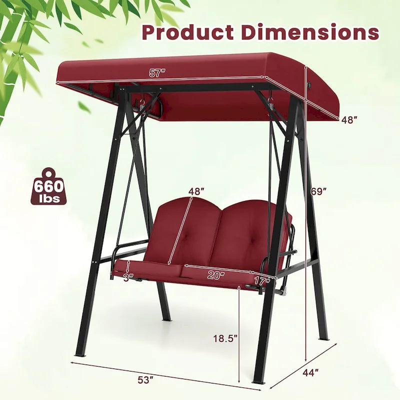 Costway 2-Person Outdoor Porch Swing Swing Loveseat with A-Shaped - See Details