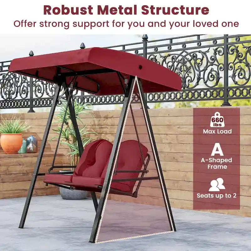 Costway 2-Person Outdoor Porch Swing Swing Loveseat with A-Shaped - See Details