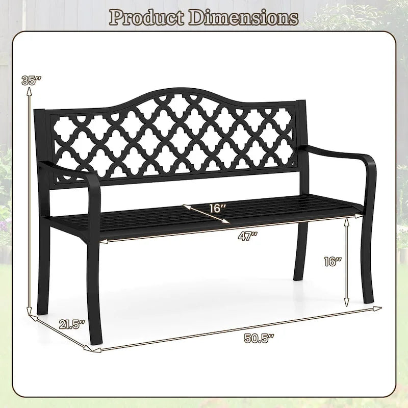 Costway 50.5  Patio Bench Slatted Metal Garden Bench for 2-3 People - See Details