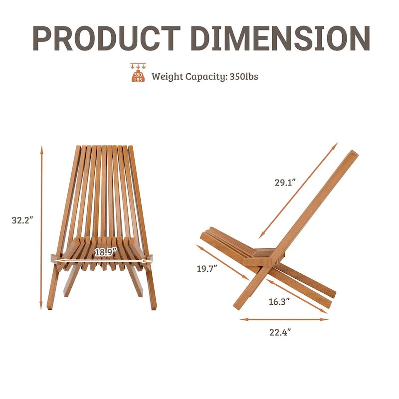 EROMMY 2-Piece Folding Acacia Wood Chairs Set - Standard & Rope Design Patio Chairs for Garden, Camping, Balcony