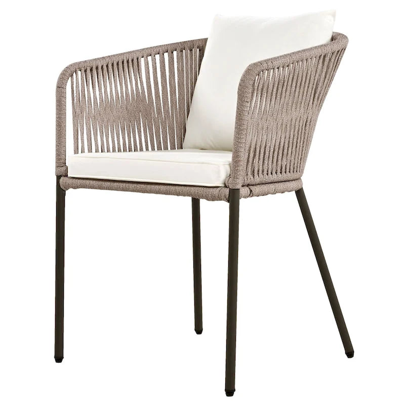7-Piece Outdoor Patio Metal Frame Dining Set with 6 Cushioned Chairs and Acacia Wood Tabletop