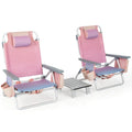 Gymax 2PCS Folding Backpack Beach Chair Table Set 5-Position Outdoor