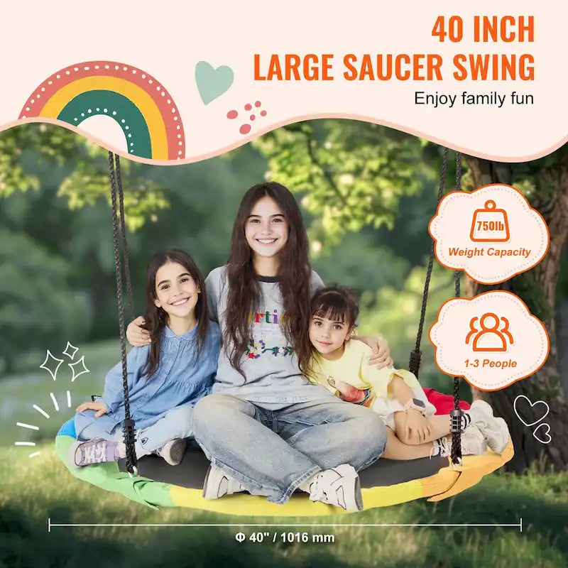 Tree Swing Hanging Straps and Adjustable Multi-Strand Ropes, Round Swing for Kids Outdoor