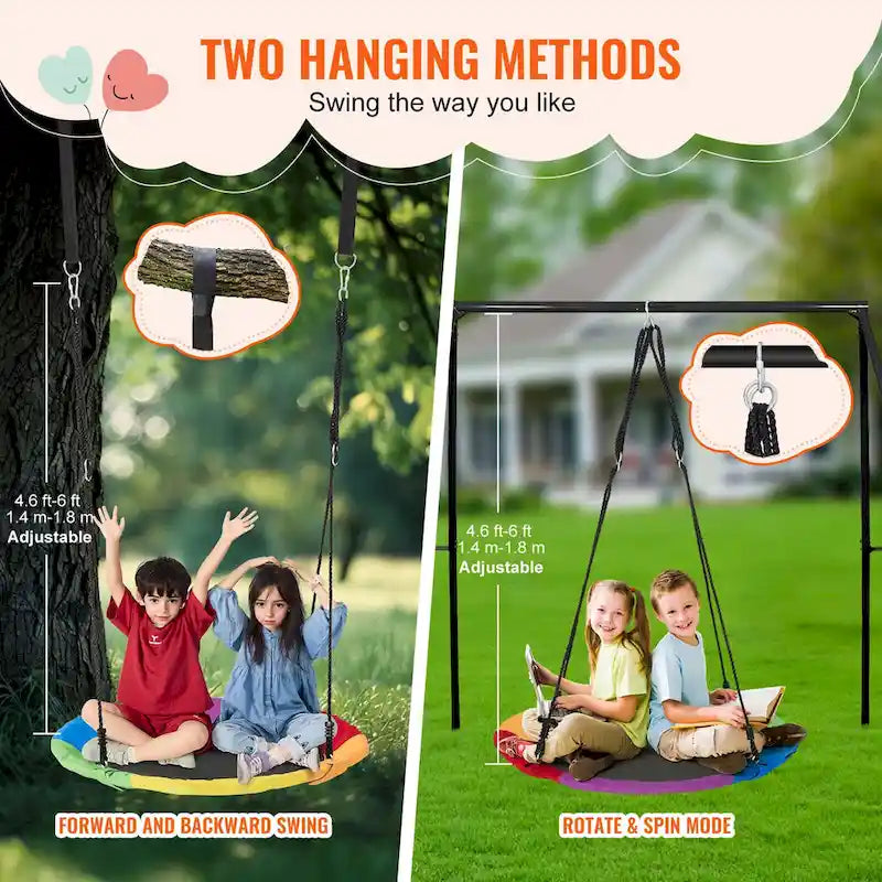 Tree Swing Hanging Straps and Adjustable Multi-Strand Ropes, Round Swing for Kids Outdoor