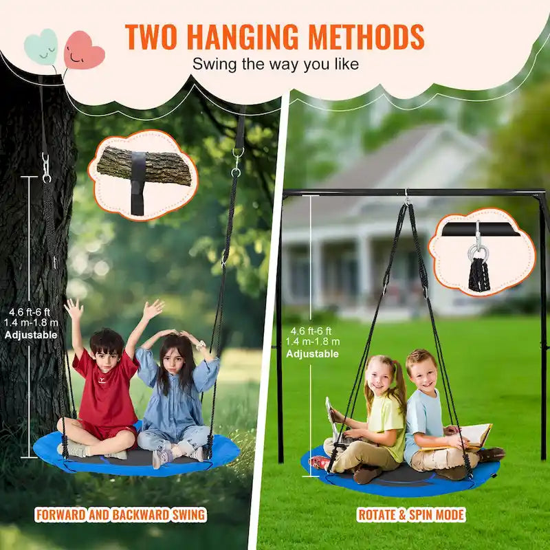 Tree Swing Hanging Straps and Adjustable Multi-Strand Ropes, Round Swing for Kids Outdoor