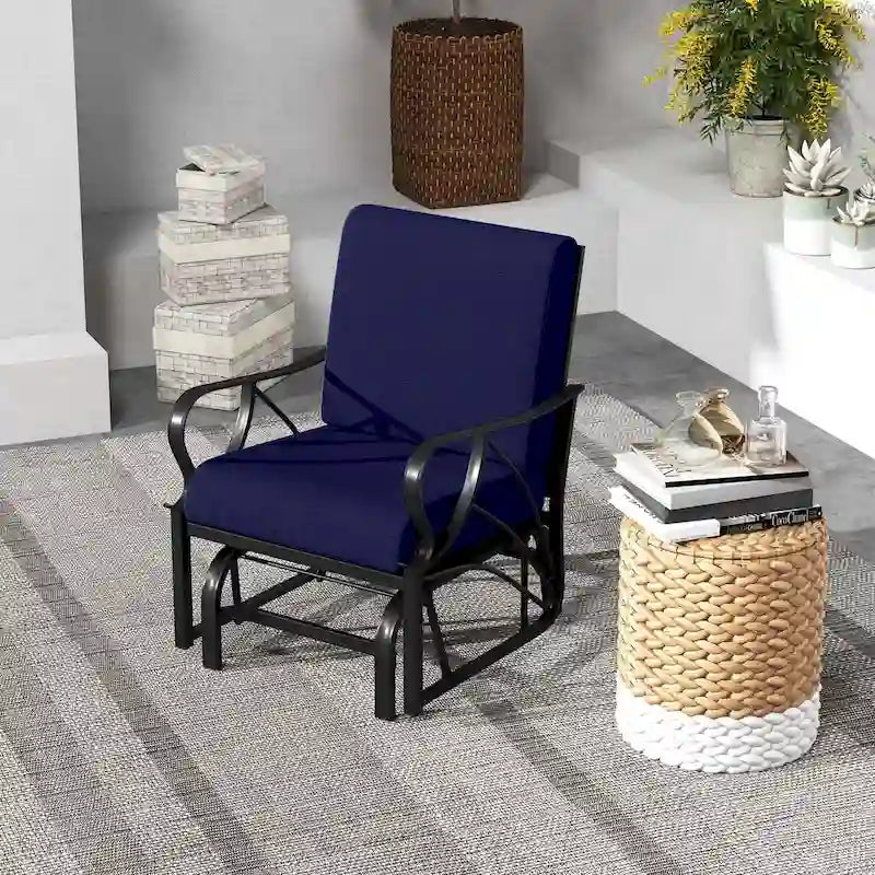 Costway Patio Rocking Chair with Cushion Heavy-Duty Metal Frame Smooth - See Details