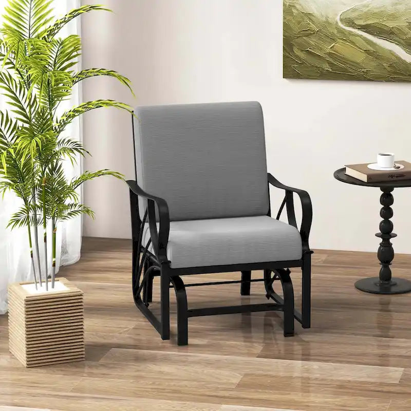 Costway Patio Rocking Chair with Cushion Heavy-Duty Metal Frame Smooth - See Details