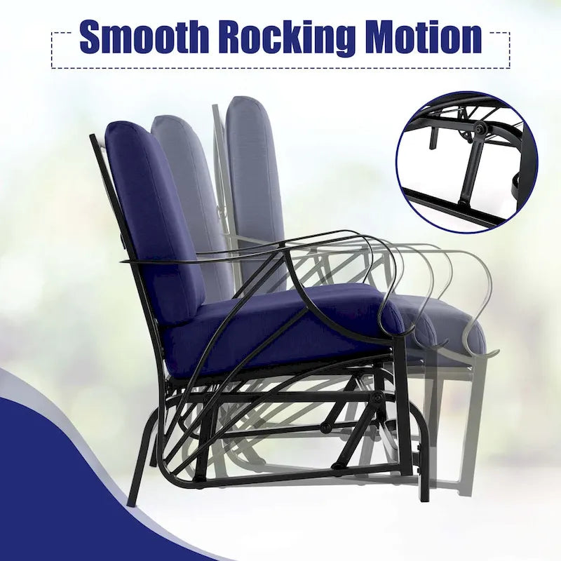Costway Patio Rocking Chair with Cushion Heavy-Duty Metal Frame Smooth - See Details