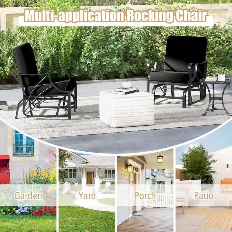 Costway Patio Rocking Chair with Cushion Heavy-Duty Metal Frame Smooth - See Details