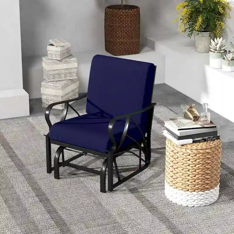 Costway Patio Rocking Chair with Cushion Heavy-Duty Metal Frame Smooth - See Details