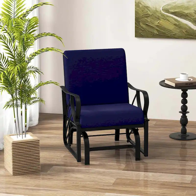 Costway Patio Rocking Chair with Cushion Heavy-Duty Metal Frame Smooth - See Details
