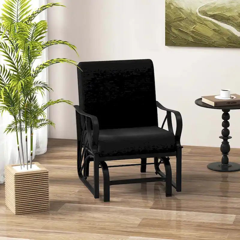 Costway Patio Rocking Chair with Cushion Heavy-Duty Metal Frame Smooth - See Details