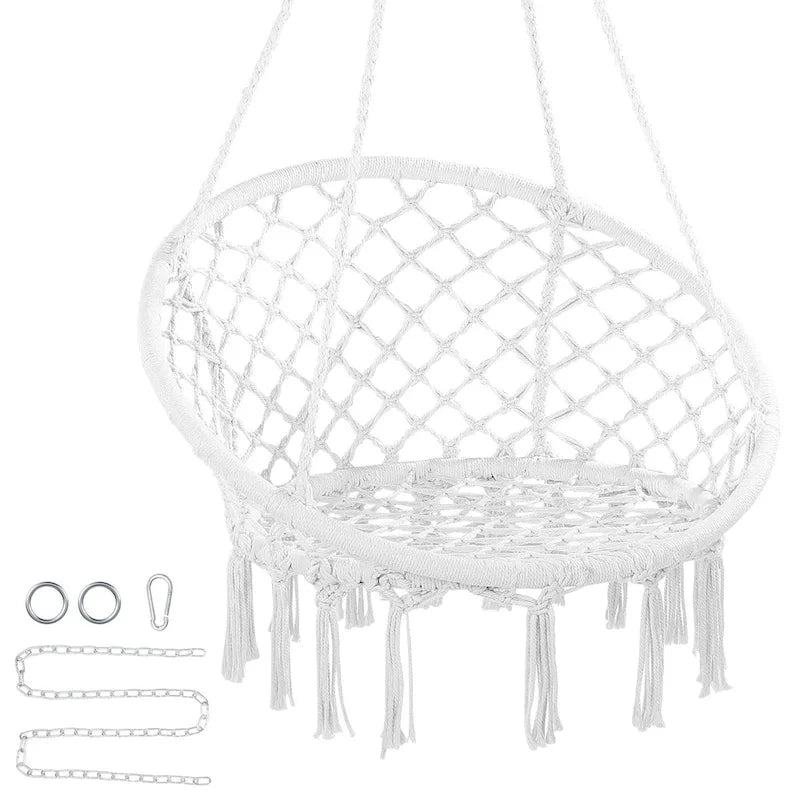 Hammock Chair Hanging Swing for Indoor Outdoor Patio Bedroom Porch