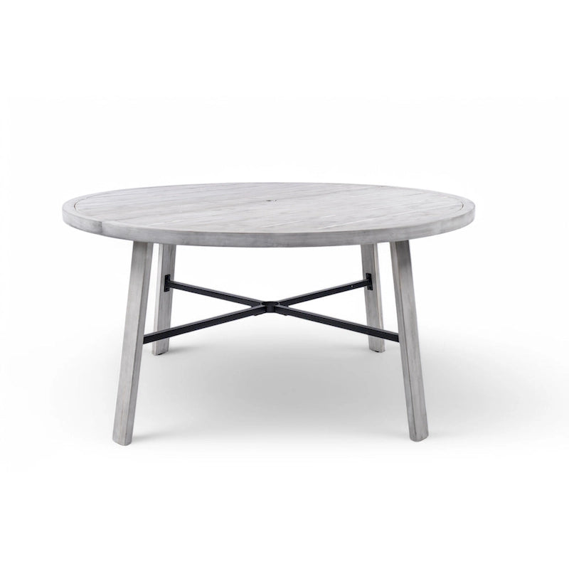 Outdoor Dining Set 4-Person Outdoor Wooden Dining Set with Umbrella Hole and Removable Cushions for Patio, Backyard