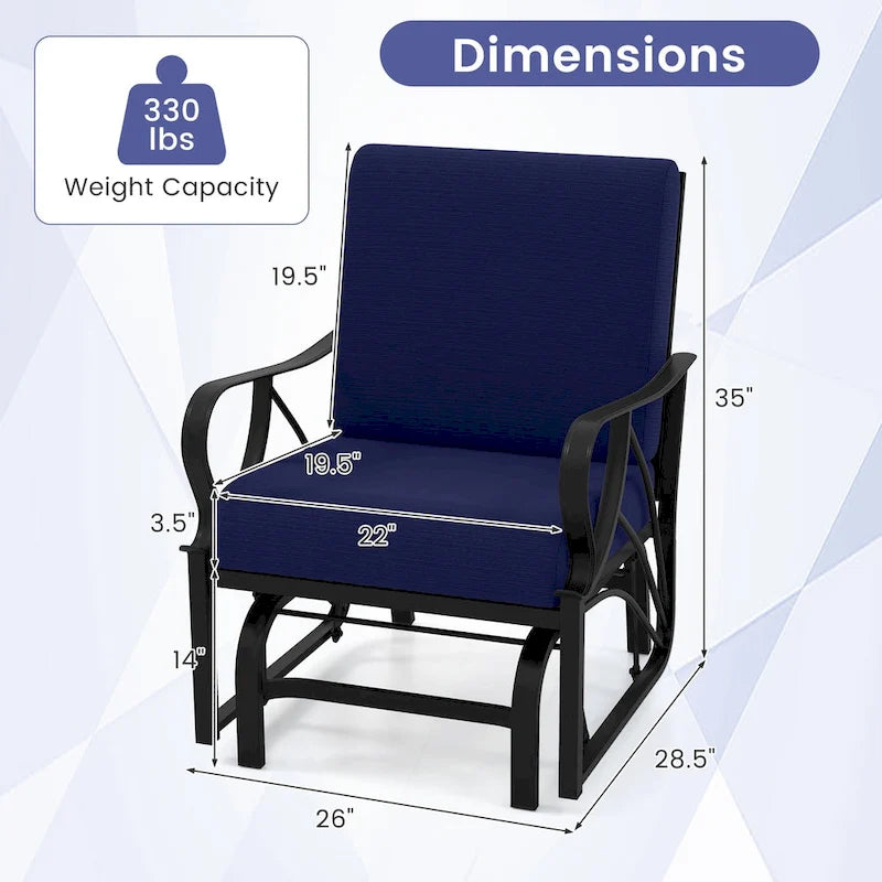 Gymax 2PCS Patio Glider Chair Single Outdoor Rocking Chair w/ Seat &