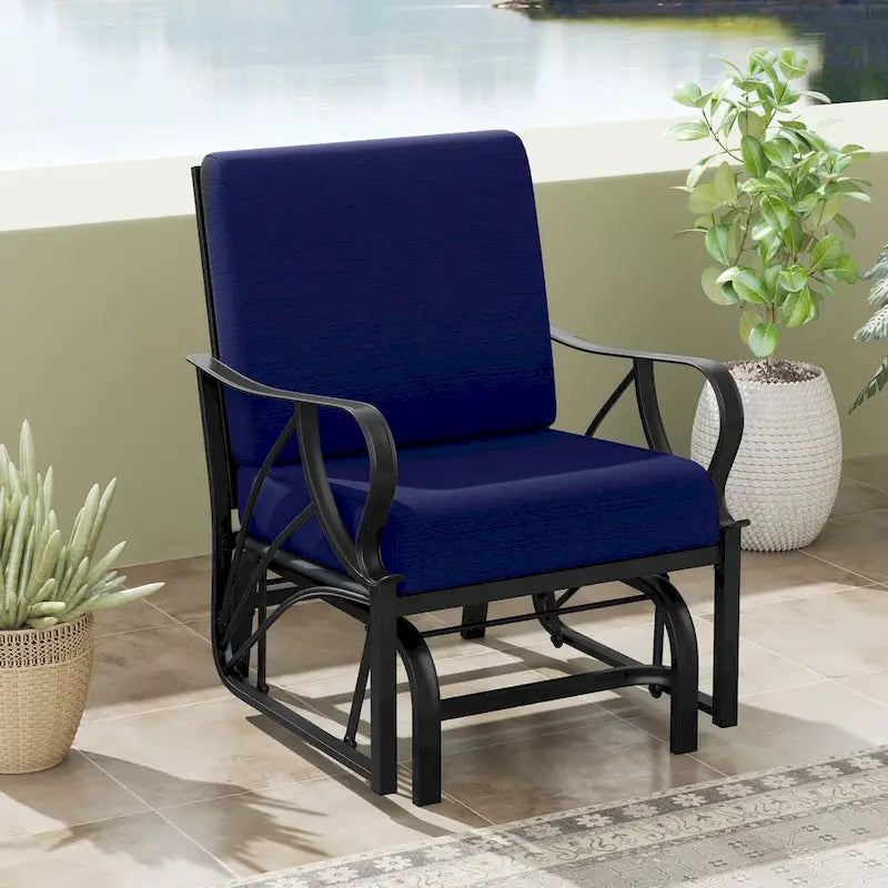Gymax 2PCS Patio Glider Chair Single Outdoor Rocking Chair w/ Seat &