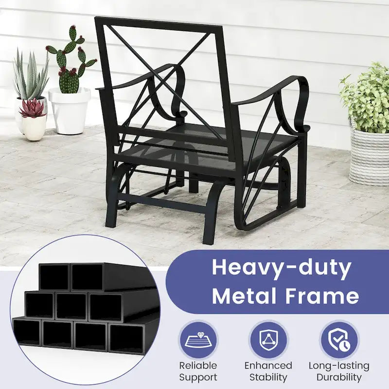 Gymax 2PCS Patio Glider Chair Single Outdoor Rocking Chair w/ Seat &