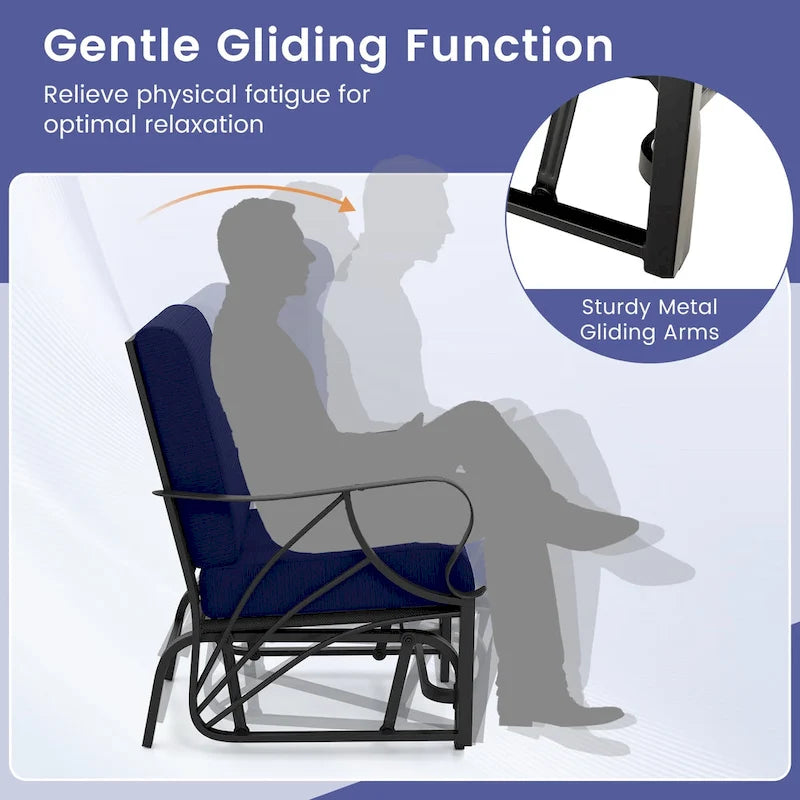 Gymax 2PCS Patio Glider Chair Single Outdoor Rocking Chair w/ Seat &