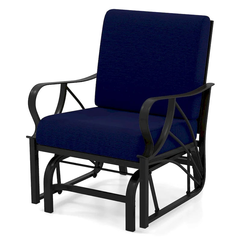 Gymax 2PCS Patio Glider Chair Single Outdoor Rocking Chair w/ Seat &