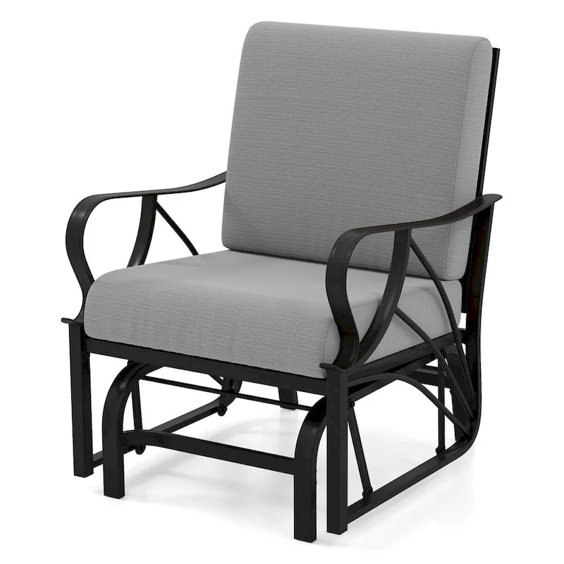 Gymax 2PCS Patio Glider Chair Single Outdoor Rocking Chair w/ Seat &