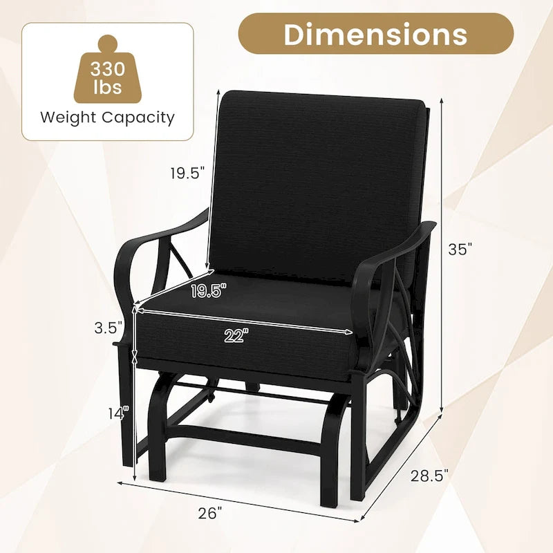 Gymax 2PCS Patio Glider Chair Single Outdoor Rocking Chair w/ Seat &