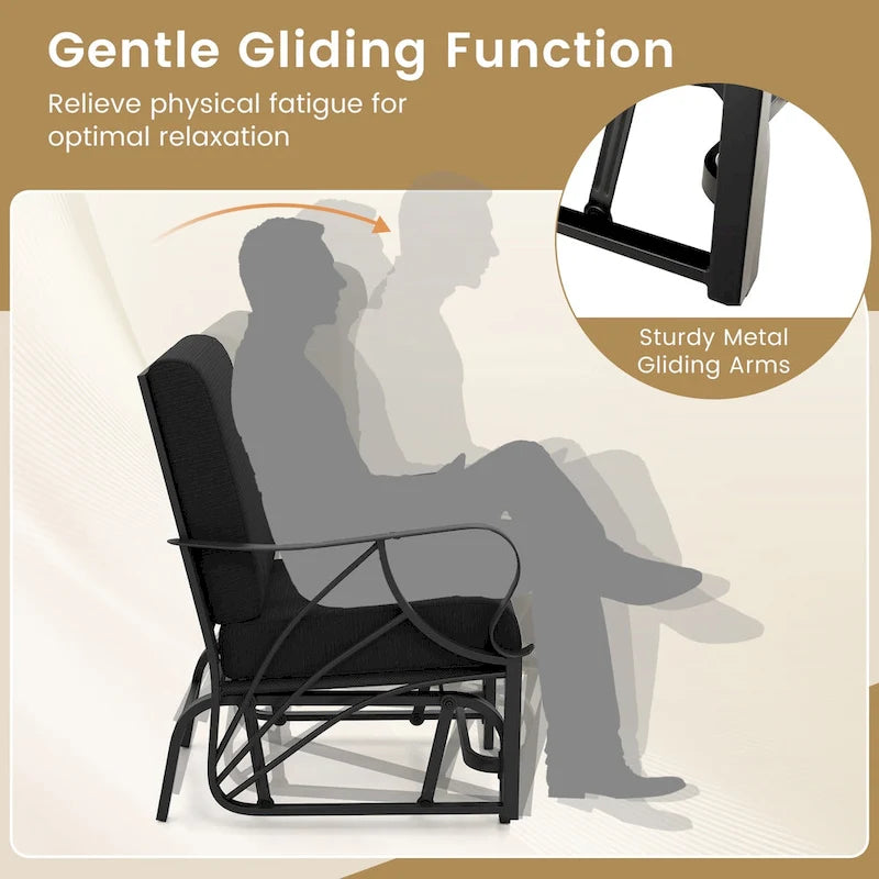 Gymax 2PCS Patio Glider Chair Single Outdoor Rocking Chair w/ Seat &