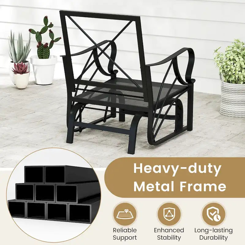 Gymax 2PCS Patio Glider Chair Single Outdoor Rocking Chair w/ Seat &