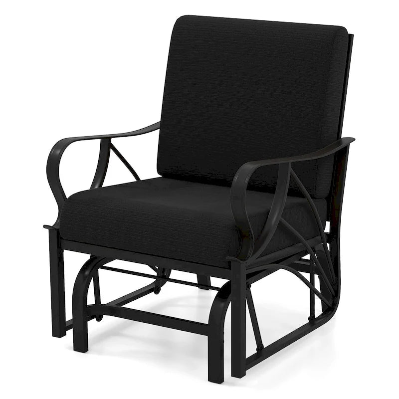 Gymax 2PCS Patio Glider Chair Single Outdoor Rocking Chair w/ Seat &
