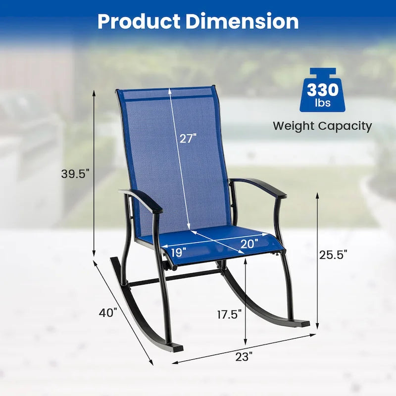 Gymax Set of 2 Outdoor Rocking Chair Patio Rocker w/ Breathable Fabric