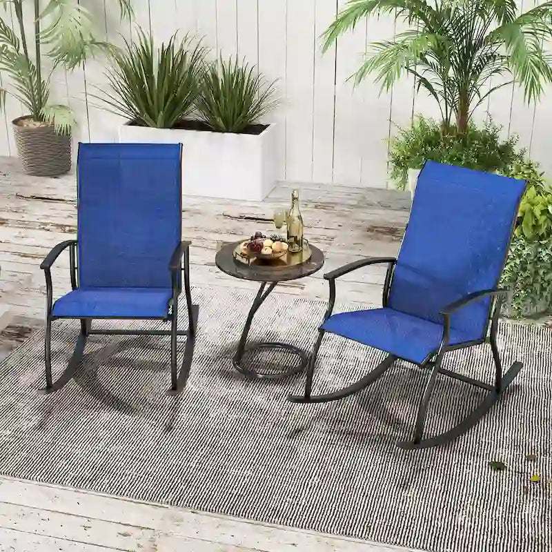 Gymax Set of 2 Outdoor Rocking Chair Patio Rocker w/ Breathable Fabric