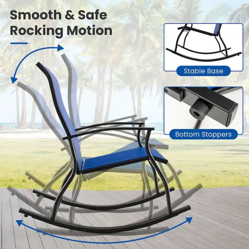 Gymax Set of 2 Outdoor Rocking Chair Patio Rocker w/ Breathable Fabric