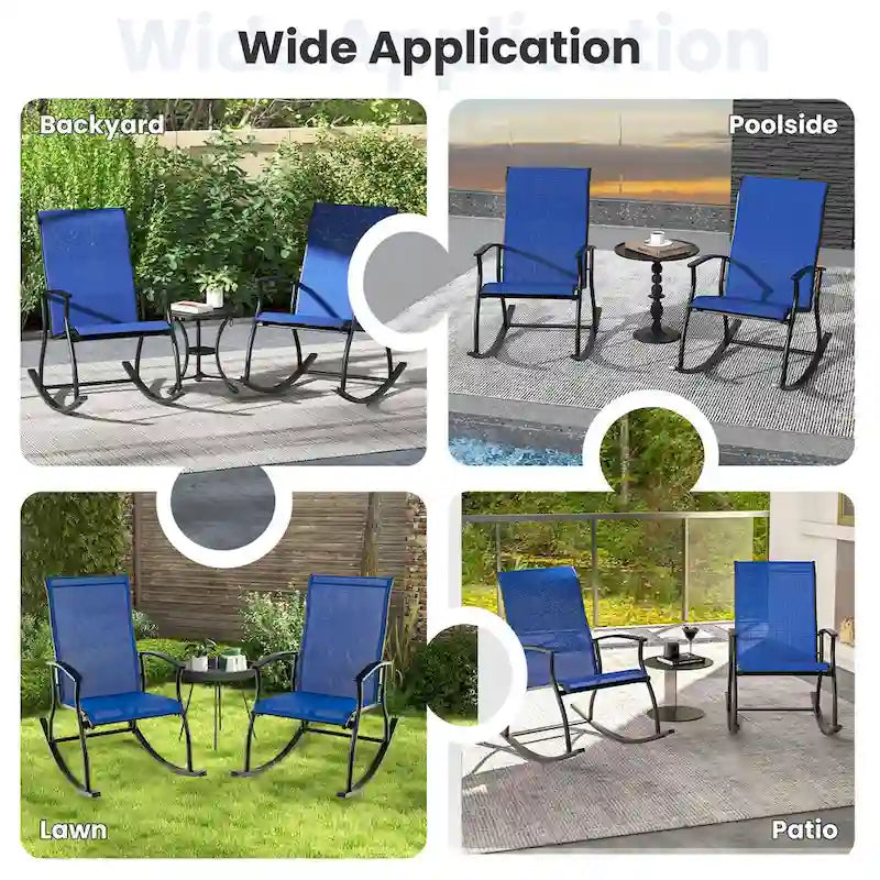 Gymax Set of 2 Outdoor Rocking Chair Patio Rocker w/ Breathable Fabric