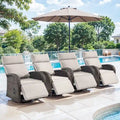 Pocassy 4PCS Versatile Outdoor Recliner Chair with Beige Cushion