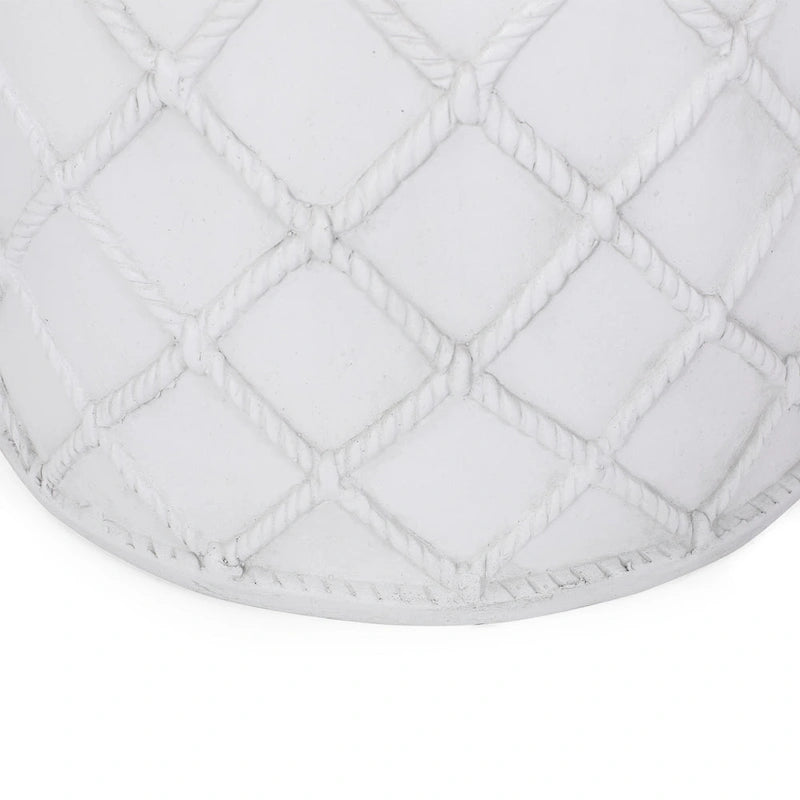 Outdoor End Table, Round 15 Inch Top, Antique White Faux Concrete