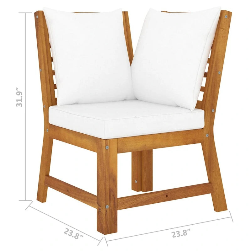 Outdoor Modular Sectional Corner Sofa Wedge Seat, Slatted Acacia Wood