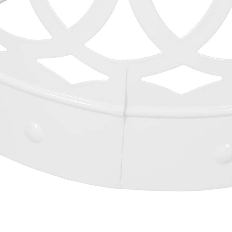 Feio Outdoor Side End Table 14 Inch Round Geometric Pattern White Iron
