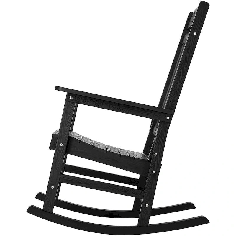 Porch Rocker, HIPS Outdoor Rocking Chair, High Back Patio Rocking Chair with Smooth Armrests - 50 cm