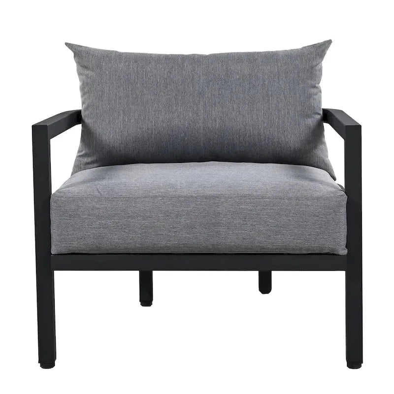 Patio Furniture Set, 5 Pcs Outdoor Steel Sofa Set, All-Weather Conversation Set with Coffee Table and 2 Single Chairs