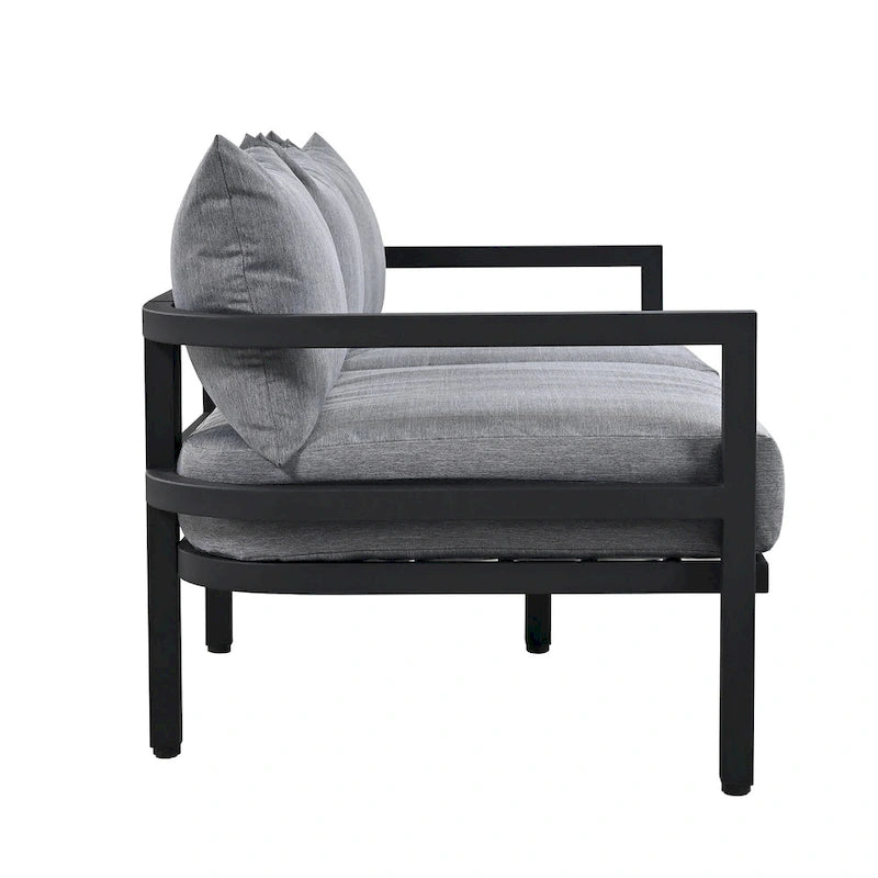 Patio Furniture Set, 5 Pcs Outdoor Steel Sofa Set, All-Weather Conversation Set with Coffee Table and 2 Single Chairs